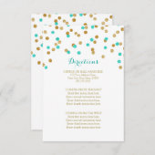 Blue Aqua Gold Confetti Wedding Direction Insert Informatiekaartje (Voorkant / Achterkant)