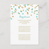 Blue Aqua Gold Confetti Wedding Direction Insert Informatiekaartje (Voorkant)