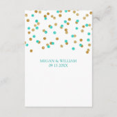Blue Aqua Gold Confetti Wedding Direction Insert Informatiekaartje (Achterkant)