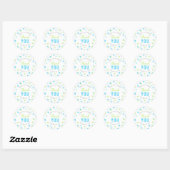 Blue Aqua Green Confetti Baby shower dank u Ronde Sticker (Vel)