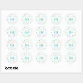 Blue Aqua Green Confetti Ready to Pop Baby shower Ronde Sticker (Vel)
