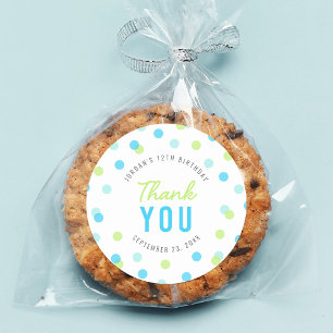 Blue Aqua Green Confetti Verjaardag Bedankt Ronde Sticker