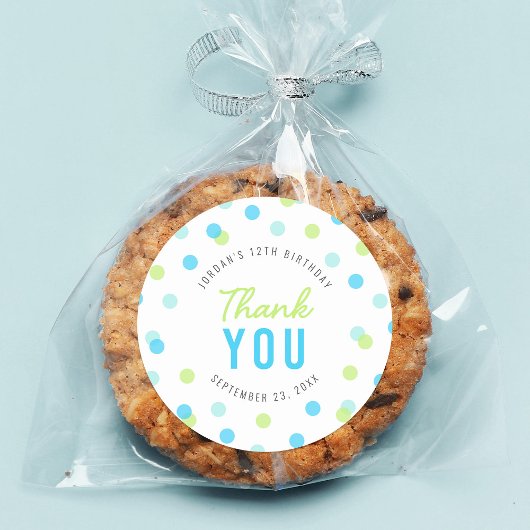 Blue Aqua Green Confetti Verjaardag Bedankt Ronde Sticker