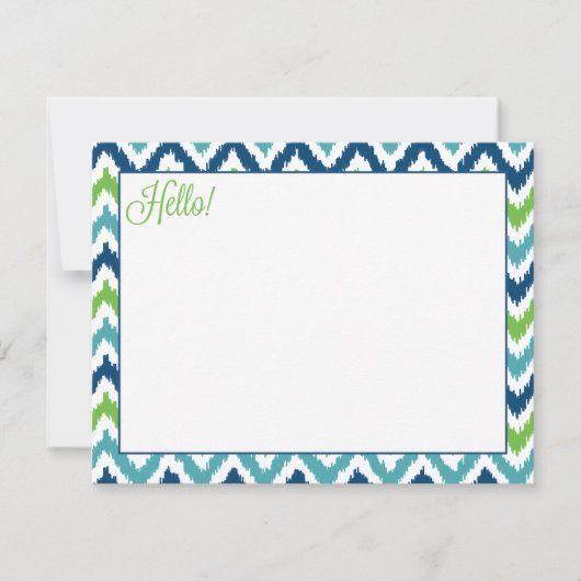 Blue Aqua Green Zigzag Ikat Pattern Kaart (Voorkant)