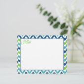 Blue Aqua Green Zigzag Ikat Pattern Kaart (Staand voorkant)