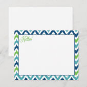 Blue Aqua Green Zigzag Ikat Pattern Kaart (Voorkant / Achterkant)