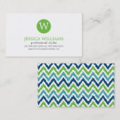 Blue Aqua Green Zigzag Ikat Pattern Visitekaartje (Voorkant / Achterkant)