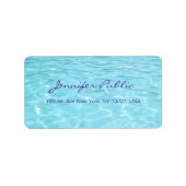 Blue Aqua Handgeschreven Script Moderne Water Sjab Etiket (Voorkant)
