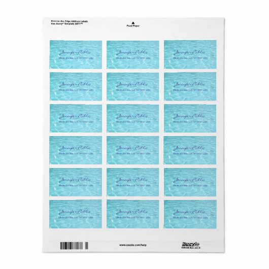 Blue Aqua Handgeschreven Script Moderne Water Sjab Etiket (Full Sheet)