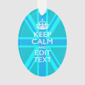 Blue Aqua Keep Calm en Jouw tekst Union Jack Ornament (voorkant)