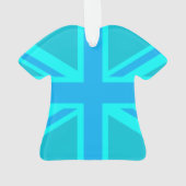Blue Aqua Keep Calm en Jouw tekst Union Jack Ornament (achterkant)