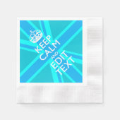 Blue Aqua Keep Calm en Jouw tekst Union Jack Servetten (Voorkant)