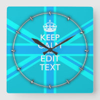 Blue Aqua Keep Calm en Jouw tekst Union Jack