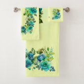 Blue Aqua Limoen Olive Bloemen Handdoek Set (Insitu)