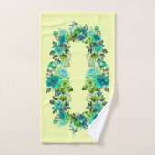 Blue Aqua Limoen Olive Bloemen Handdoek Set (Handdoek)
