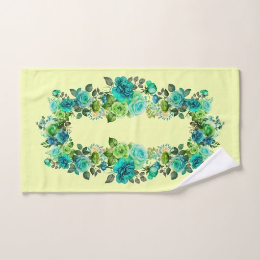  Blue Aqua Limoen Olive Bloemen Handdoek Set (Handdoek)