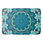 Blue Aqua Mandala Rosette Retro Hippie Badmat (Voorkant)