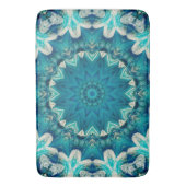 Blue Aqua Mandala Rosette Retro Hippie Badmat (Voorkant Verticaal)