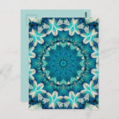 Blue Aqua Mandala Rosette Retro Hippie Briefkaart (Voorkant / Achterkant)