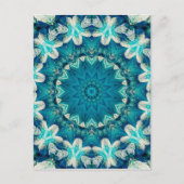 Blue Aqua Mandala Rosette Retro Hippie Briefkaart (Voorkant)