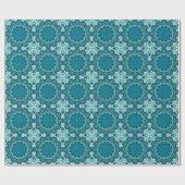 Blue Aqua Mandala Rosette Retro Hippie Cadeaupapier (Vlak)
