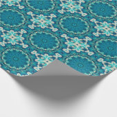 Blue Aqua Mandala Rosette Retro Hippie Cadeaupapier (Hoek)