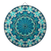 Blue Aqua Mandala Rosette Retro Hippie Dartbord (Voorkant)