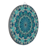 Blue Aqua Mandala Rosette Retro Hippie Dartbord (Voorkant Links)
