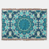 Blue Aqua Mandala Rosette Retro Hippie Deken (Voorkant)