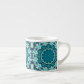 Blue Aqua Mandala Rosette Retro Hippie Espresso Kop (Rechts)