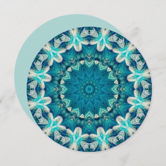 Blue Aqua Mandala Rosette Retro Hippie Kaart (Voorkant / Achterkant)