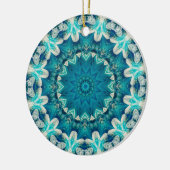 Blue Aqua Mandala Rosette Retro Hippie Keramisch Ornament (Links)