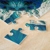 Blue Aqua Mandala Rosette Retro Hippie Legpuzzel (Zijkant)