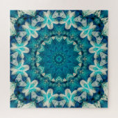 Blue Aqua Mandala Rosette Retro Hippie Legpuzzel (Horizontaal)