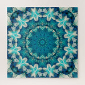 Blue Aqua Mandala Rosette Retro Hippie Legpuzzel (Verticaal)