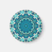 Blue Aqua Mandala Rosette Retro Hippie Magneet (Voorkant)