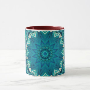 Blue Aqua Mandala Rosette Retro Hippie Mok