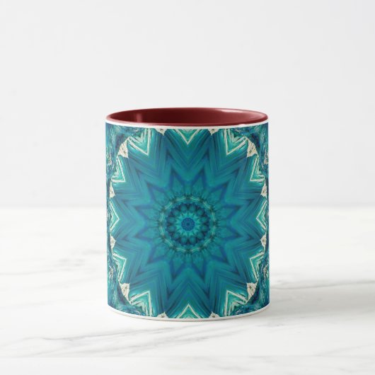 Blue Aqua Mandala Rosette Retro Hippie Mok (Midden)