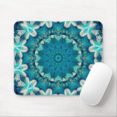 Blue Aqua Mandala Rosette Retro Hippie Muismat (Met muis)