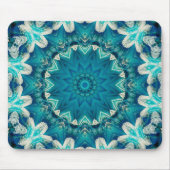 Blue Aqua Mandala Rosette Retro Hippie Muismat (Voorkant)