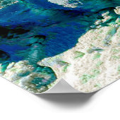 Blue Aqua Mandala Rosette Retro Hippie Poster (Hoek)