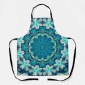 Blue Aqua Mandala Rosette Retro Hippie Schort (Voorkant)