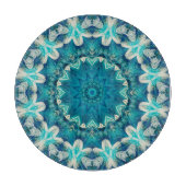 Blue Aqua Mandala Rosette Retro Hippie Snijplank (Voorkant)