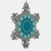 Blue Aqua Mandala Rosette Retro Hippie Tin Sneeuwvlok Ornament (Links)
