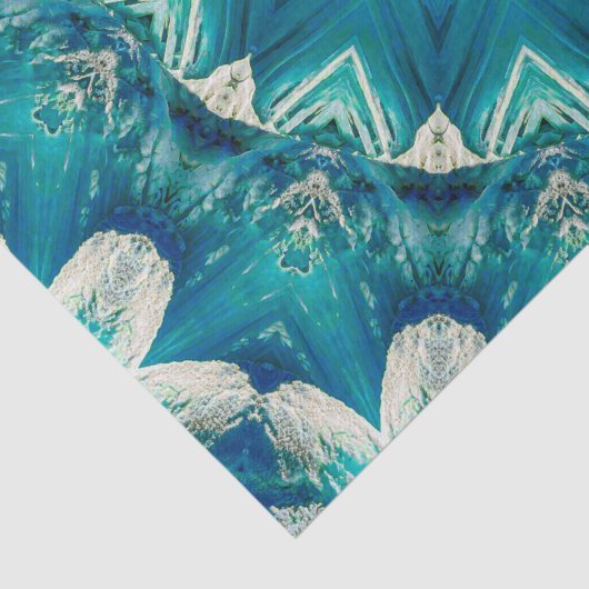 Blue Aqua Mandala Rosette Retro Hippie Tissuepapier (Detail)