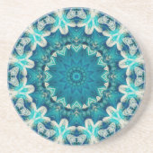 Blue Aqua Mandala Rosette Retro Hippie Zandsteen Onderzetter (Voorkant)