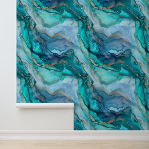 Blue Aqua Marmer Abstract Behang