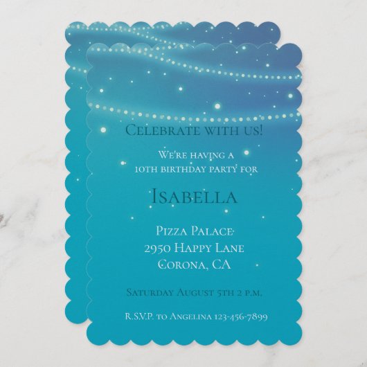 Blue Aqua Mermaid Sparkle Verjaardag Kaart (Voorkant / Achterkant)