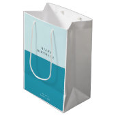 Blue Aqua Modern Verjaardag Medium Cadeauzakje (Voorkant Gekanteld)