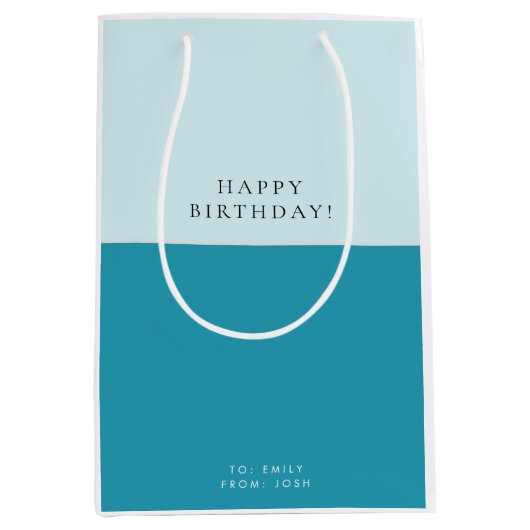 Blue Aqua Modern Verjaardag Medium Cadeauzakje (Voorkant)